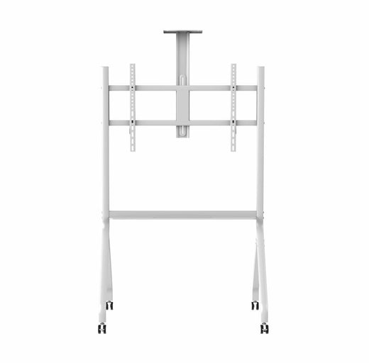 Stand TV mobil Serioux TV213CA, dimensiuni: 1050x755x2320mm, compatibilitate Max Vesa: 900x600mm, compatibilitate TV: 55"-100", greutate maximă suportata: 120 kg, baza cu 4 roti, raft multifunctional, alb