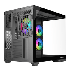 Carcasă gaming Serioux Shadow – Mid Tower, 3 ventilatoare ARGB incluse, suport radiator 360 mm, design modern fara sursă