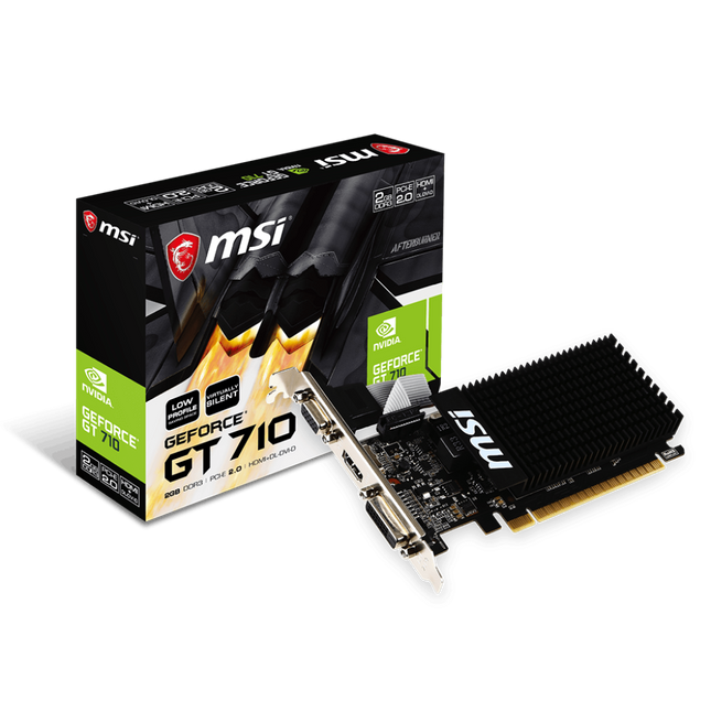 Placă video MSI GeForce GT 710 2GD3H LP – 2 GB DDR3, 64-bit, PCI-E 2.0, design low profile, răcire pasivă