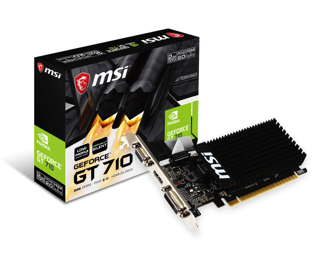 Placă video MSI GeForce GT 710 2GD3H LP – 2 GB DDR3, 64-bit, PCI-E 2.0, design low profile, răcire pasivă