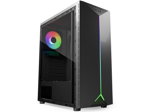 Carcasă NJOY Anil – Mid Tower ATX, panou lateral acrilic, iluminare RGB, ventilator spate inclus