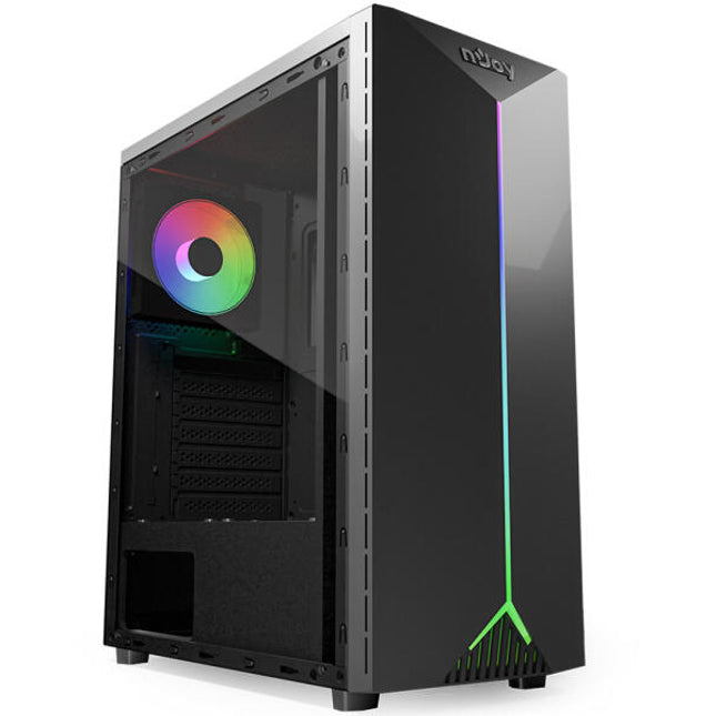 Carcasă NJOY Anil – Mid Tower ATX, panou lateral acrilic, iluminare RGB, ventilator spate inclus