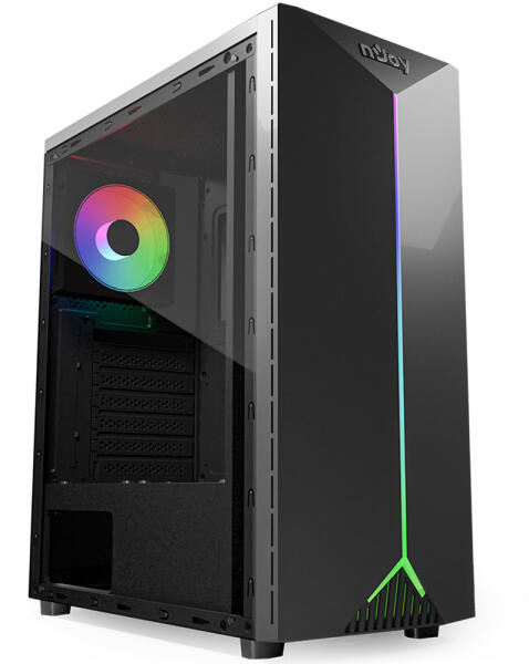 Carcasă NJOY Anil – Mid Tower ATX, panou lateral acrilic, iluminare RGB, ventilator spate inclus