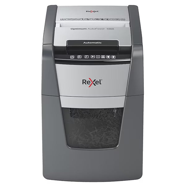 DISTRUGĂTOR DOCUMENTE AUTOMAT REXEL OPTIMUM 100X, 100COLI, 34L