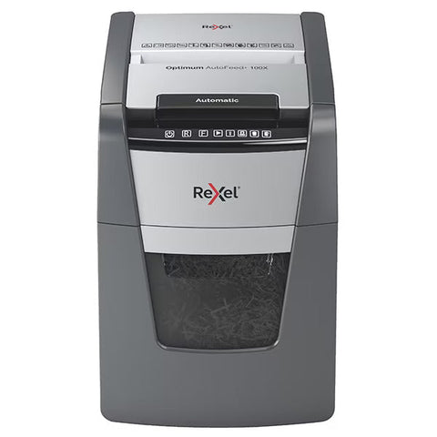 DISTRUGĂTOR DOCUMENTE AUTOMAT REXEL OPTIMUM 100X, 100COLI, 34L