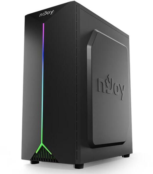 Carcasă NJOY Anil – Mid Tower ATX, panou lateral acrilic, iluminare RGB, ventilator spate inclus