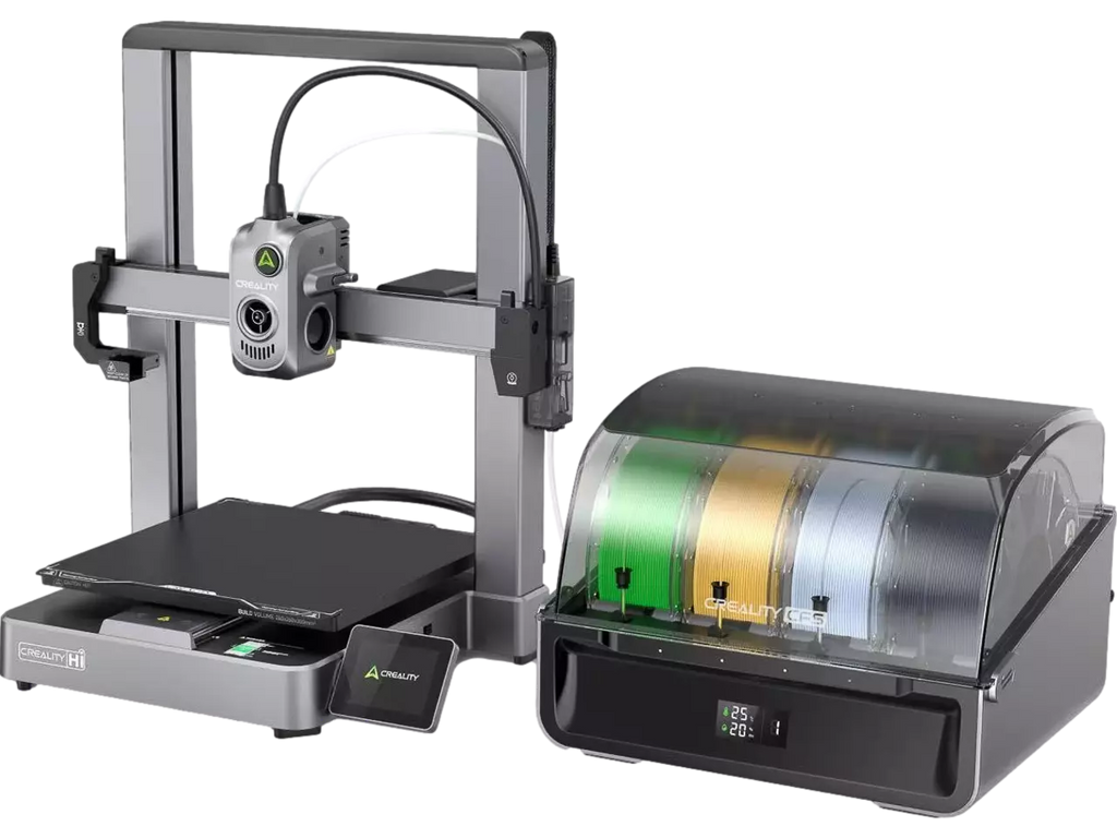 Imprimantă 3D Hi Combo + CFS Multi System Box – imprimare multicoloră până la 16 culori, volum 260×260×300 mm, viteză 500 mm/s