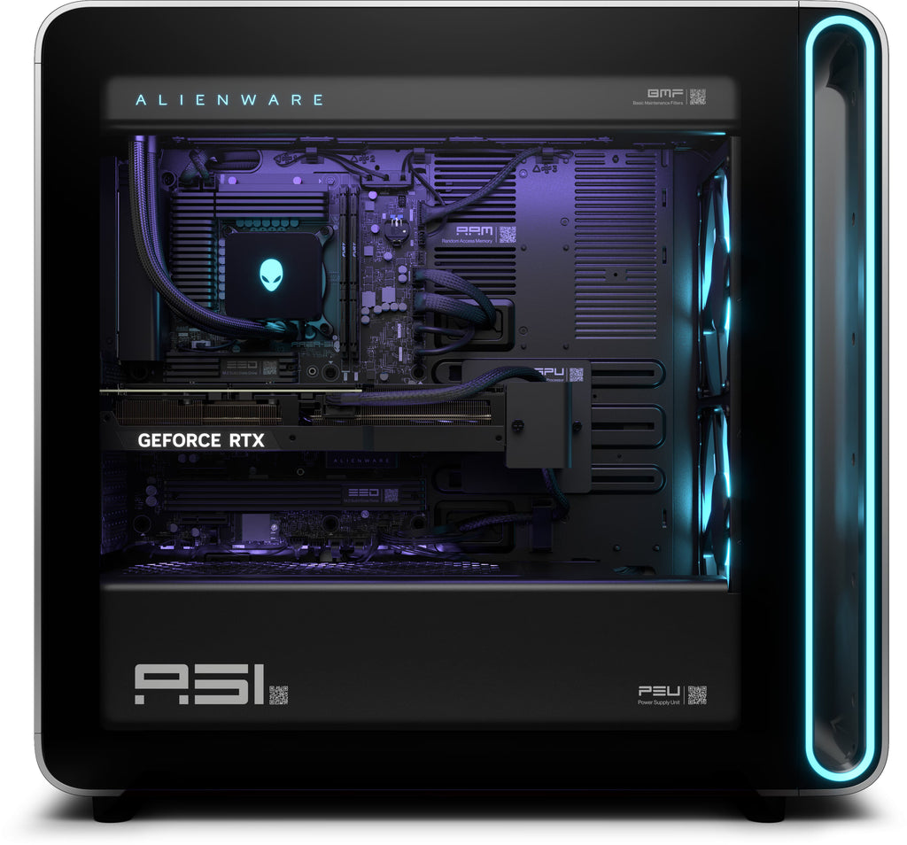 Dell Alienware Area-51 AAT2250 – Desktop de gaming high-end, Intel Core Ultra 9 285K, GeForce RTX™ 5090 32 GB, 64 GB DDR5 6400 MHz, SSD 4 TB Gen4, Wi-Fi 7, racire cu lichid, sursa 1500 W Platinum, Windows 11 Pro, garantie 3 ani Onsite