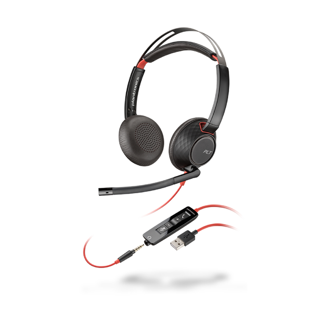 Casti cu fir Poly Blackwire 5220, USB-A, 207576-201