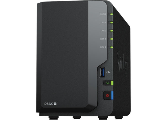 NAS SYNOLOGY, tower, HDD x 2, capacitate maxima 108 TB, memorie RAM 2 GB, RJ-45 (Gigabit) x 2, porturi USB 3.0 x 2, „DS220+”
