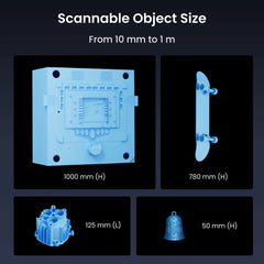Revopoint MetroY: Scanner 3D cu laser albastru wireless pentru piese de lucru mici și medii