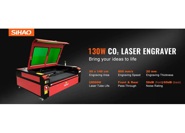 Masina de gravat si taiat laser CO2 SIHAO 130W 140x90 cm, Ruida
