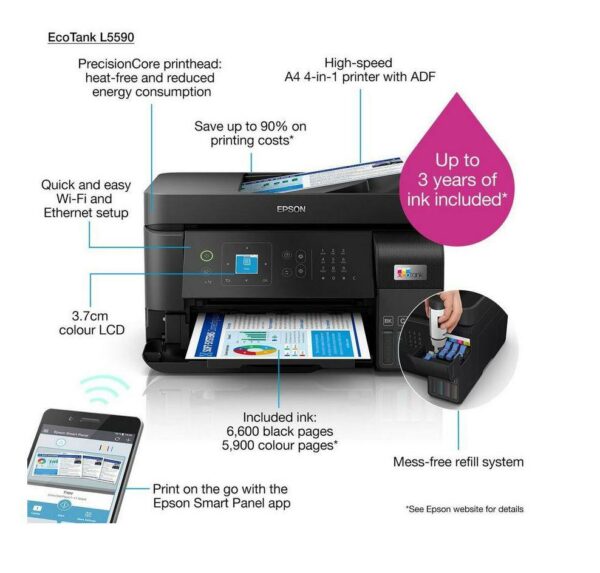 Multifunctional inkjet color Epson EcoTank CISS L5590 A4-DIGIMART