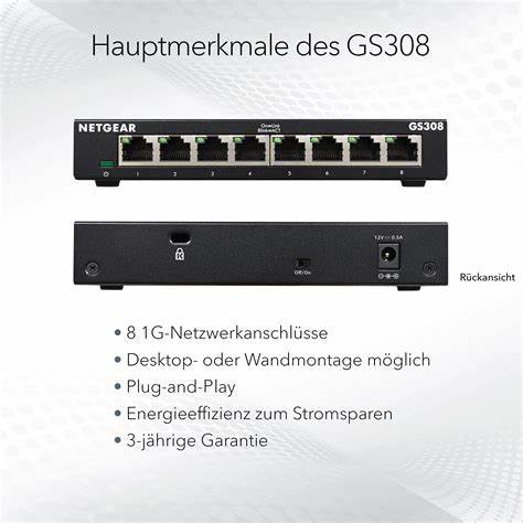 NETGEAR GS308-300PES – Switch Gigabit 8 Porturi, Unmanaged, Layer 2