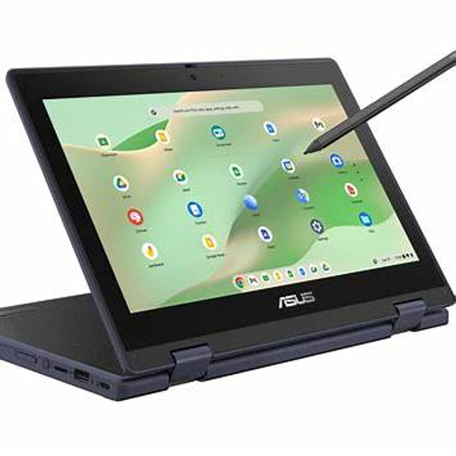 ASUS Chromebook CR11 Flip (CR1104FTA) – laptop convertibil 11.6” HD tactil, Intel® N150, 8 GB RAM, 64 GB eMMC, Wi-Fi 6, stylus USI 2.0 inclus, ChromeOS, garanție 2 ani