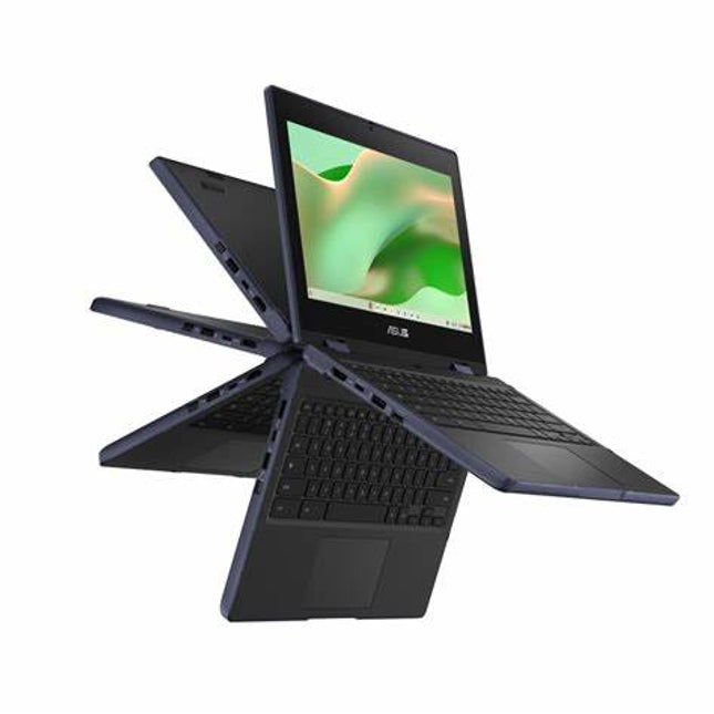 ASUS Chromebook CR11 Flip (CR1104FTA) – laptop convertibil 11.6” HD tactil, Intel® N150, 8 GB RAM, 64 GB eMMC, Wi-Fi 6, stylus USI 2.0 inclus, ChromeOS, garanție 2 ani