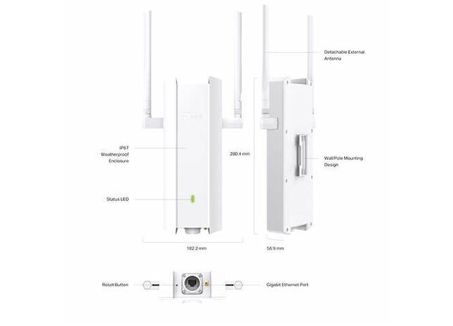 TP-Link EAP625-Outdoor HD – Access Point Wi-Fi 6 AX1800 dual-band pentru exterior, PoE, IP67