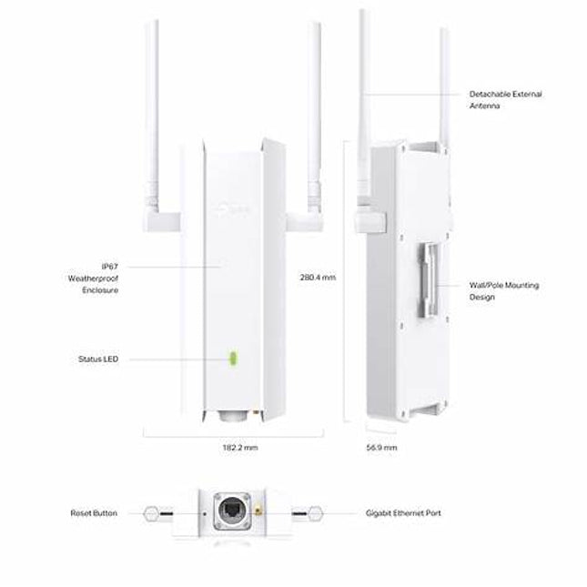 TP-Link EAP625-Outdoor HD – Access Point Wi-Fi 6 AX1800 dual-band pentru exterior, PoE, IP67