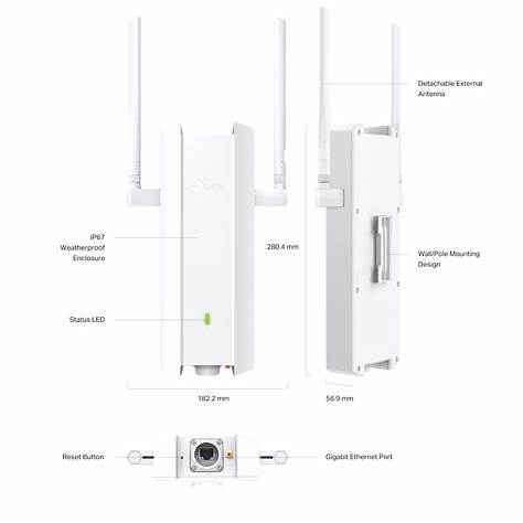 TP-Link EAP625-Outdoor HD – Access Point Wi-Fi 6 AX1800 dual-band pentru exterior, PoE, IP67