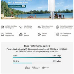 TP-Link EAP625-Outdoor HD – Access Point Wi-Fi 6 AX1800 dual-band pentru exterior, PoE, IP67