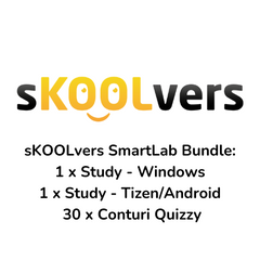 sKOOLvers SmartLab Study Bundle, 1 Display Interactiv (Android/Tyzen) 1 Dispozitiv (Notebook, Aio, PC), Conectare 30 elevi imodul Quizz