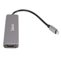 HUB/ Docking Station Spacer Universal 6 în 1 – SPDS-TypeC-HUPS-6in1, aluminiu, 4K, PD 87W, gri