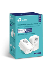 TP-Link Kit Powerline Gigabit Passthrough – HomePlug AV2, Gigabit Ethernet, acoperire 300 m, 2 adaptoare incluse