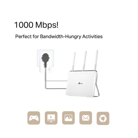 TP-Link Kit Powerline Gigabit Passthrough – HomePlug AV2, Gigabit Ethernet, acoperire 300 m, 2 adaptoare incluse