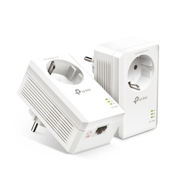 TP-Link Kit Powerline Gigabit Passthrough – HomePlug AV2, Gigabit Ethernet, acoperire 300 m, 2 adaptoare incluse
