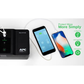 UPS APC Back-UPS 650VA, 230V, 1x USB Charging – Protecție esențială pentru echipamentele casnice, de birou și pentru instituții