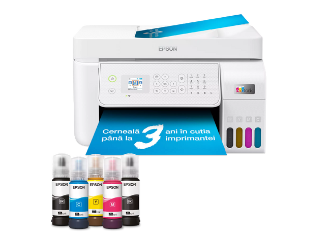 Imprimantă multifuncțională cu jet de cerneală color Epson EcoTank CISS L5316 A4, albă