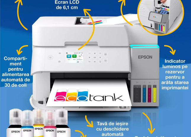 Multifunctional inkjet color Epson EcoTank CISS L6376 A4 alb