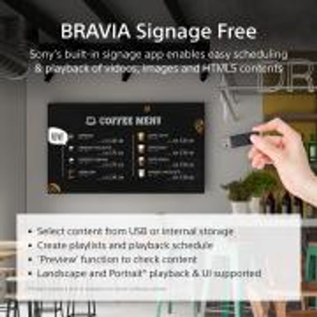 Monitor Digital Signage Sony EZ20L, 75", UHD 4K, 350nit, 16/7, Android