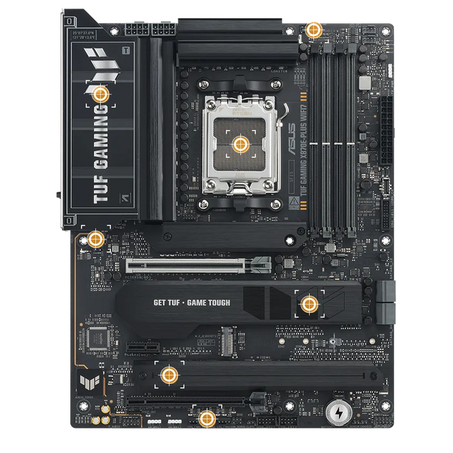 Placă de bază ASUS TUF GAMING X870E-PLUS WIFI7 – socket AM5, DDR5, PCIe 5.0, Wi-Fi 7, chipset AMD X870E, format ATX