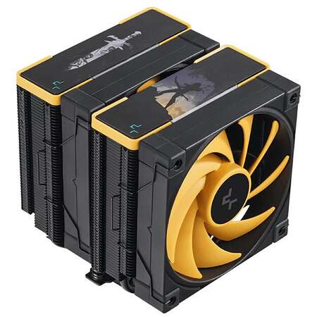 Cooler procesor dual tower cu două ventilatoare 120mm, design galben-negru