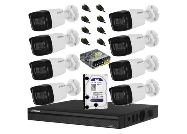 Dahua Kit Supraveghere 5MP – sistem complet cu 8 camere bullet, DVR 8 canale, HDD 2TB, audio integrat