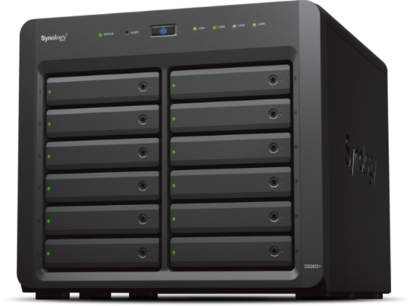 NAS Synology DS2422+, 12 Bay-uri, Gigabit, Procesor AMD Ryzen V1500B, 2.2 GHz, 4 GB DDR4 ECC