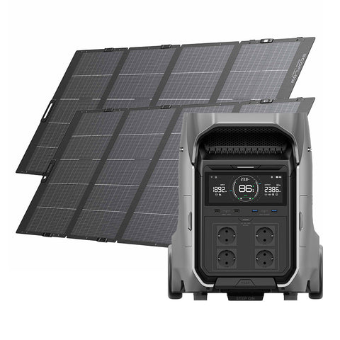 Set EcoFlow DELTA Pro 3 cu două panouri solare de 400 W