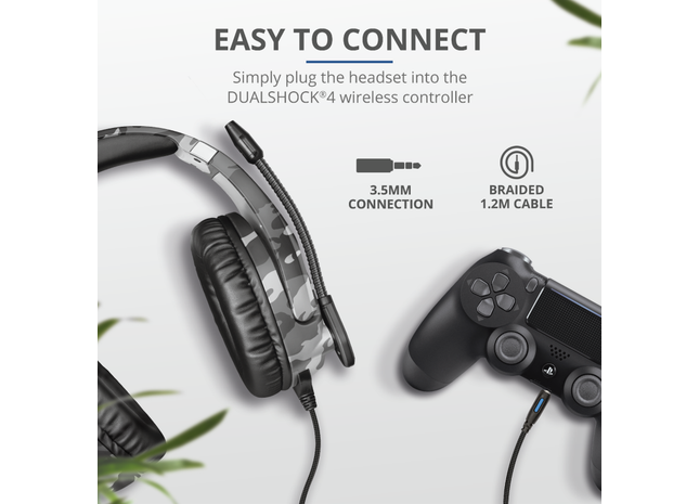 Trust GXT 488 Forze – casti gaming cu fir pentru PS4 si PS5, sunet stereo, microfon integrat, gri