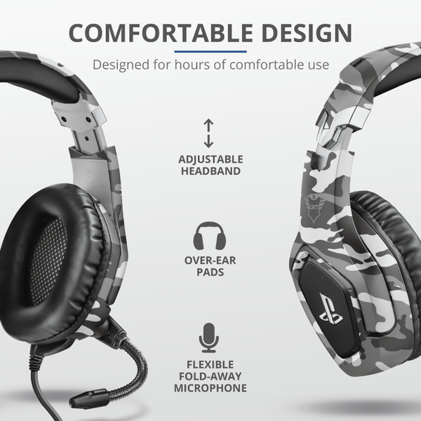 Trust GXT 488 Forze – casti gaming cu fir pentru PS4 si PS5, sunet stereo, microfon integrat, gri