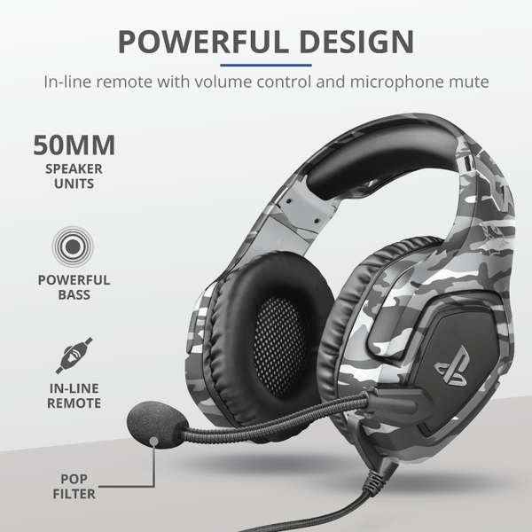 Trust GXT 488 Forze – casti gaming cu fir pentru PS4 si PS5, sunet stereo, microfon integrat, gri