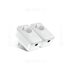 TP-Link TL-PA4010P Kit – Adaptor Powerline cu priză integrată, viteză 600 Mbps, HomePlug AV, Plug and Play, 2 unități