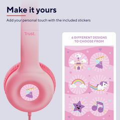 Trust Nouna WS Kids – casti wireless pentru copii, sunet limitat 92 dB, roz