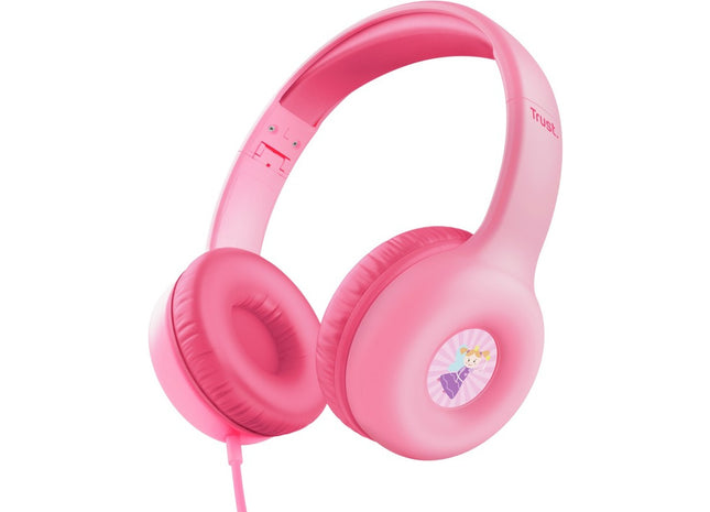 Trust Nouna WS Kids – casti wireless pentru copii, sunet limitat 92 dB, roz