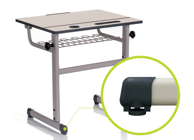 Masa individuala elev K16 – structura metalica, blat MDF 20mm, inaltime reglabila, sertar metalic