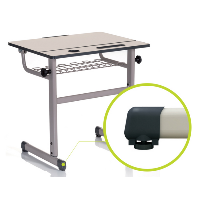 Masa individuala elev K16 – structura metalica, blat MDF 20mm, inaltime reglabila, sertar metalic