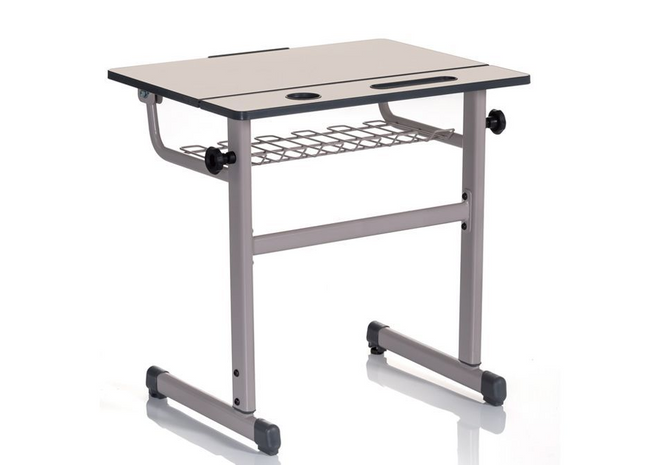 Masa individuala elev K16 – structura metalica, blat MDF 20mm, inaltime reglabila, sertar metalic
