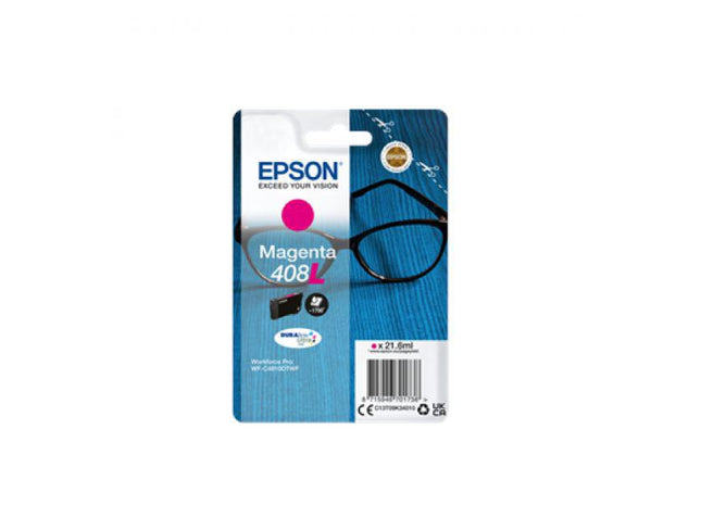 Cartus cerneala Epson 408L Ink Tank, DURABrite Ultra ink, Magenta, capacitate 21.6ml, 1.7k pagini, pentru WorkForce Pro WF-C4810DTWF.