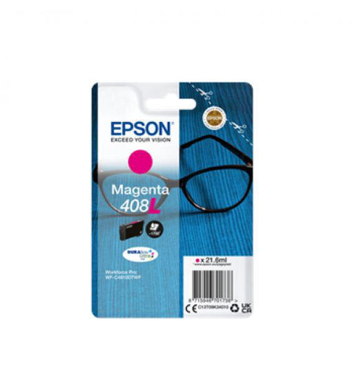 Cartuș cerneală Epson 408L Ink Tank, DURABrite Ultra ink, Magenta, capacitate 21.6ml, 1.7k pagini, pentru WorkForce Pro WF-C4810DTWF.