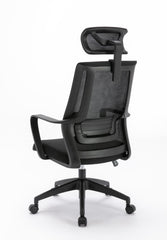 Scaun Serioux office Shark, greutate maxima suportata 150 kg, piston cu gaz clasa 4, manere fixe, tetiera reglabila, baza stea cu 5 picioare, negru